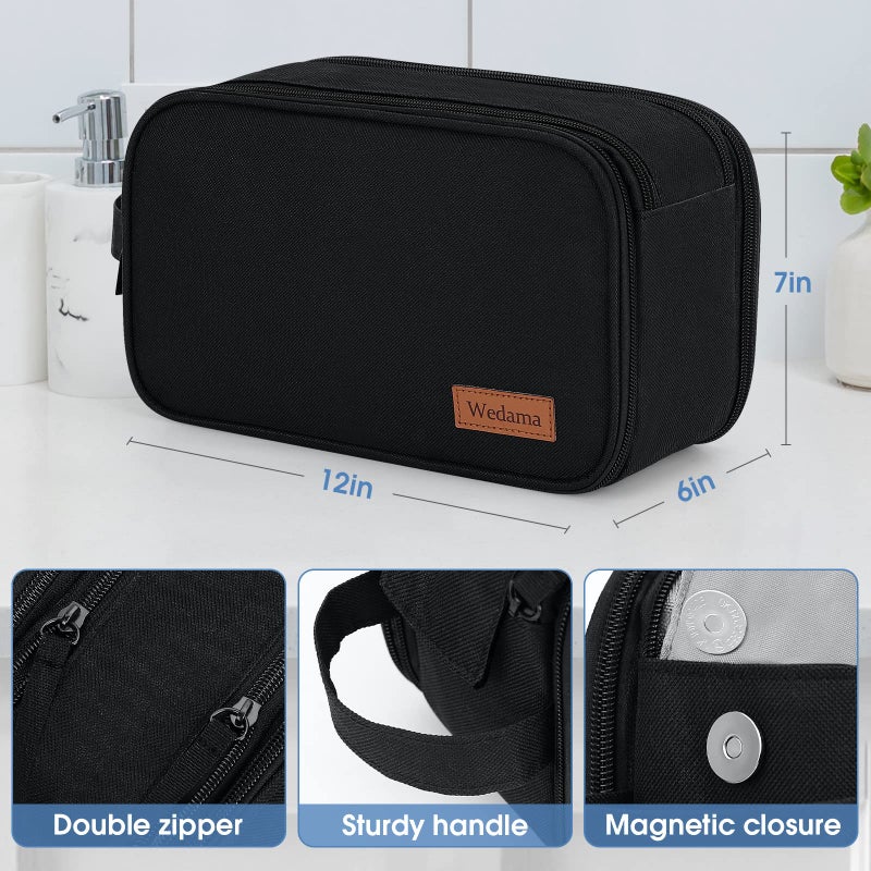 Wedama Toiletry Bag For Men  Handheld Travel Toiletry Bag  Waterproof Travel Bag For Toiletries  Thickened Polyester Travel Dopp Kit  Toiletries Bag For Travel Business Trips And Camping  Black - Image 2