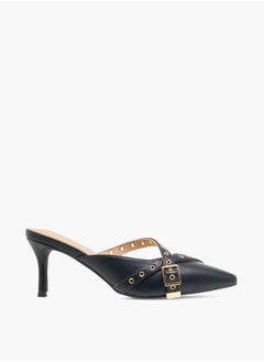 Flora Bella By Shoexpress Women Grommet Detail Slip-On Pointed Toe Sandals with Stiletto Heels  - Image 3