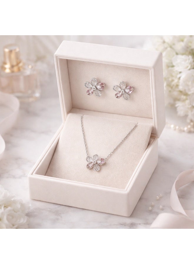 MTZ Women Jewellery Set, 14K Gold Plated Dainty Pendant Necklace & Stud Earrings Set for Wedding Party Daily Wear - Image 2