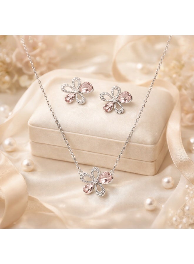 MTZ Women Jewellery Set, 14K Gold Plated Dainty Pendant Necklace & Stud Earrings Set for Wedding Party Daily Wear - Image 4