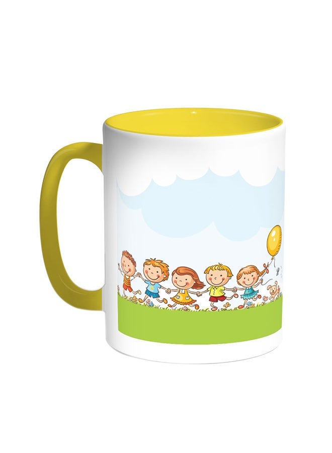 RYN Happy Eid Printed Coffee Mug Yellow/White 11ounce
