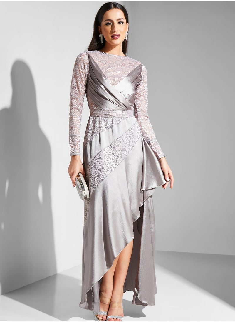 Iyra Lace Tiered High Low Dress  - Image 4