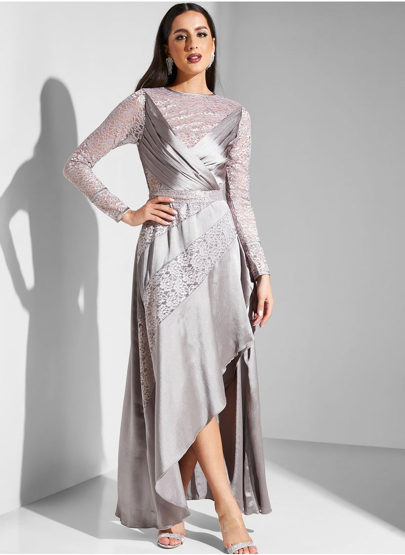Iyra Lace Tiered High Low Dress  - Image 1