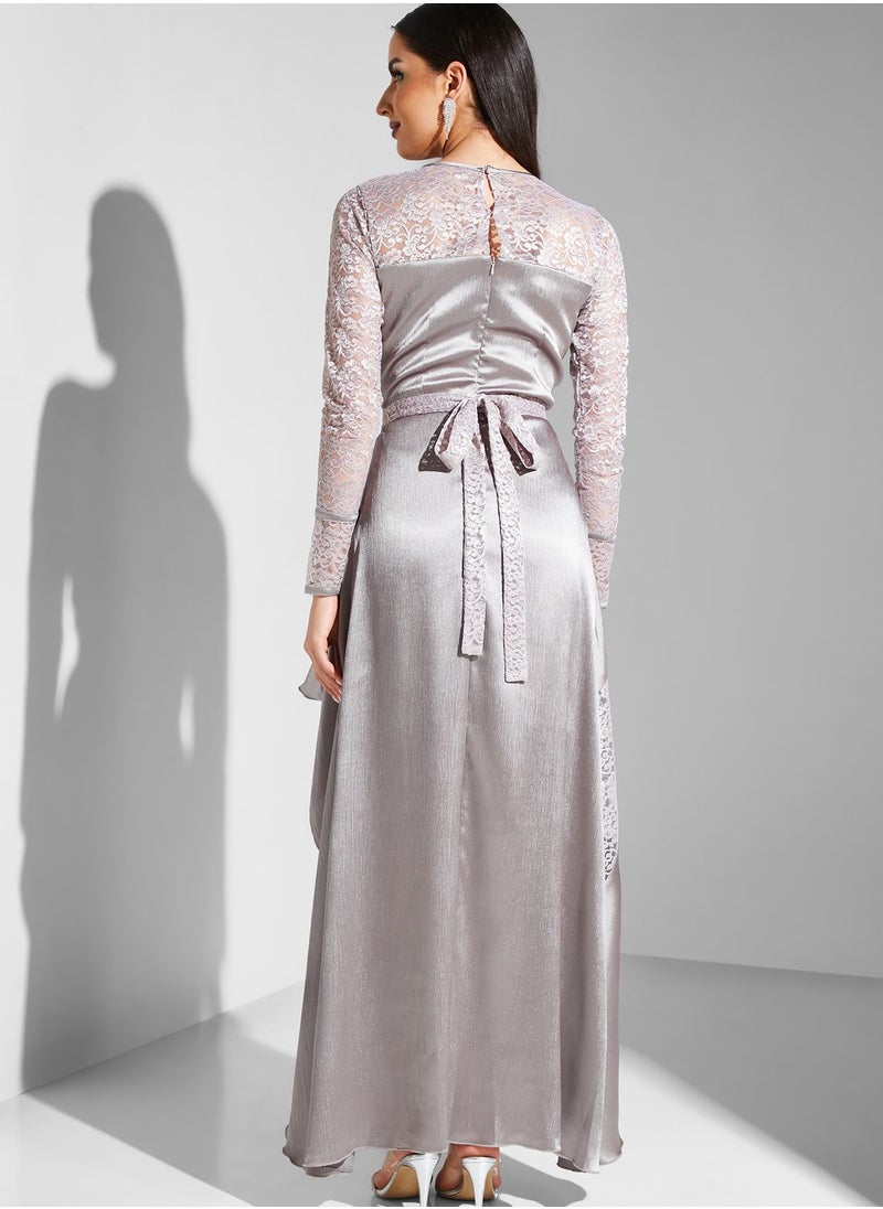 Iyra Lace Tiered High Low Dress  - Image 2