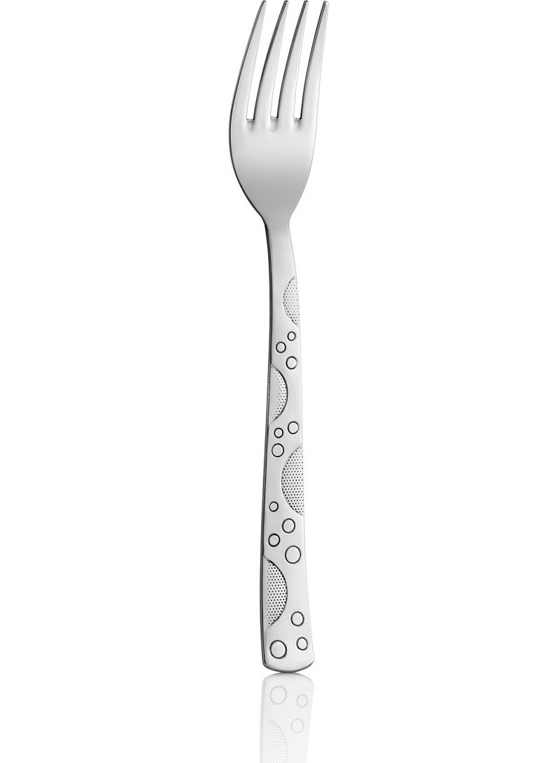 Emir Çelik Ela Model Beaded Patterned Dinner Fork 12 Pieces 