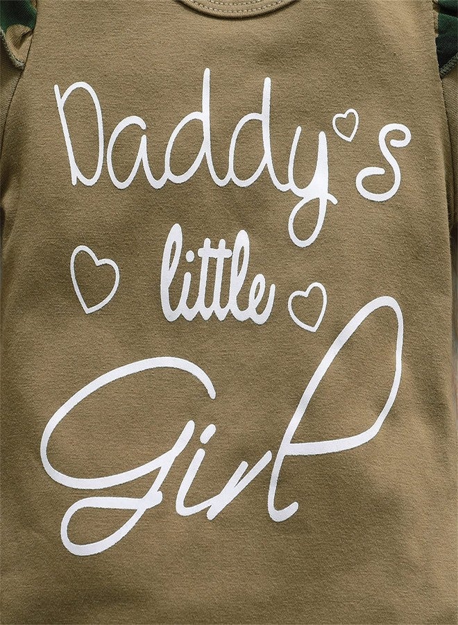 AMAWMW Baby Girl Clothes Set Daddys Little Girl Ruffle Romper Top Camouflage Pants Newborn Baby Girl Outfit 3-6 Months - Image 3