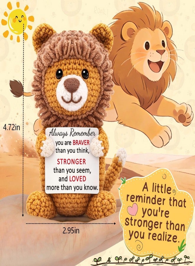WELLBANEE Graduation Gift for Her Him, Emotional Lion Support Gifts, Handmade Positive Crochet Animals, Birthday Gift for Sister Cowroker Friend, Inspirational, Thinking of You, Stress Relief, Cheer Up Gifts - Image 3