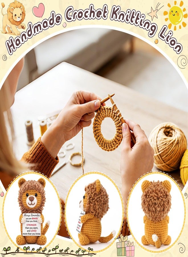 WELLBANEE Graduation Gift for Her Him, Emotional Lion Support Gifts, Handmade Positive Crochet Animals, Birthday Gift for Sister Cowroker Friend, Inspirational, Thinking of You, Stress Relief, Cheer Up Gifts - Image 4