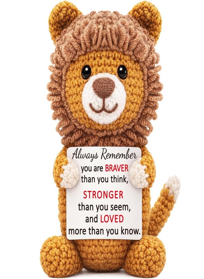 WELLBANEE Graduation Gift for Her Him, Emotional Lion Support Gifts, Handmade Positive Crochet Animals, Birthday Gift for Sister Cowroker Friend, Inspirational, Thinking of You, Stress Relief, Cheer Up Gifts - Image 1