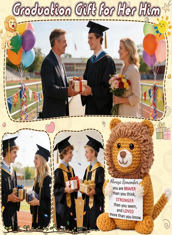 WELLBANEE Graduation Gift for Her Him, Emotional Lion Support Gifts, Handmade Positive Crochet Animals, Birthday Gift for Sister Cowroker Friend, Inspirational, Thinking of You, Stress Relief, Cheer Up Gifts - Image 2