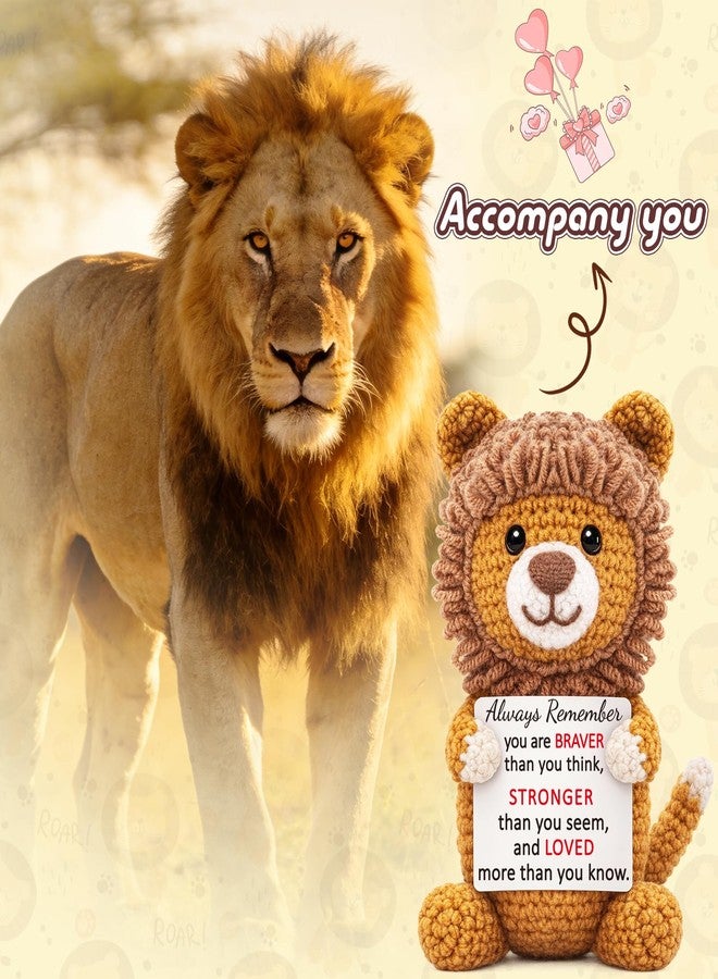 WELLBANEE Graduation Gift for Her Him, Emotional Lion Support Gifts, Handmade Positive Crochet Animals, Birthday Gift for Sister Cowroker Friend, Inspirational, Thinking of You, Stress Relief, Cheer Up Gifts - Image 5
