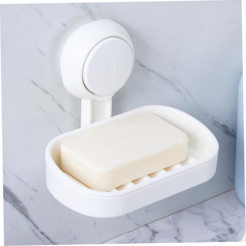 Modern Wall Mount Soap Dish With Suction Cups Draining Bathroom Shower Storage Holder - Image 3