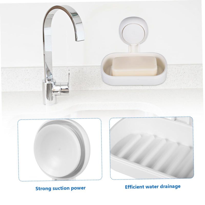 Modern Wall Mount Soap Dish With Suction Cups Draining Bathroom Shower Storage Holder - Image 5