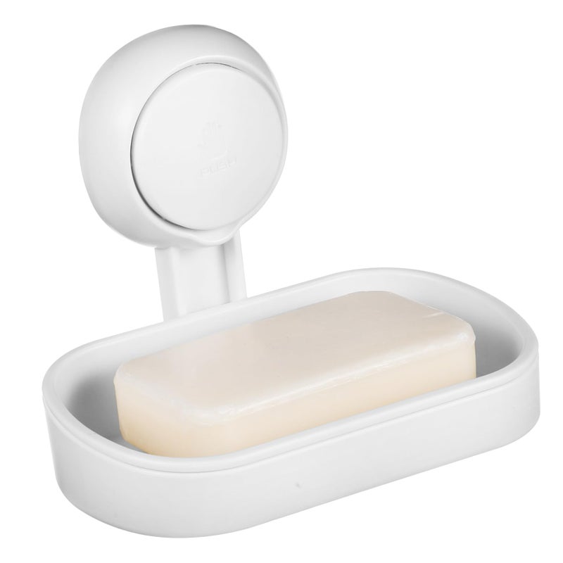 Modern Wall Mount Soap Dish With Suction Cups Draining Bathroom Shower Storage Holder - Image 2