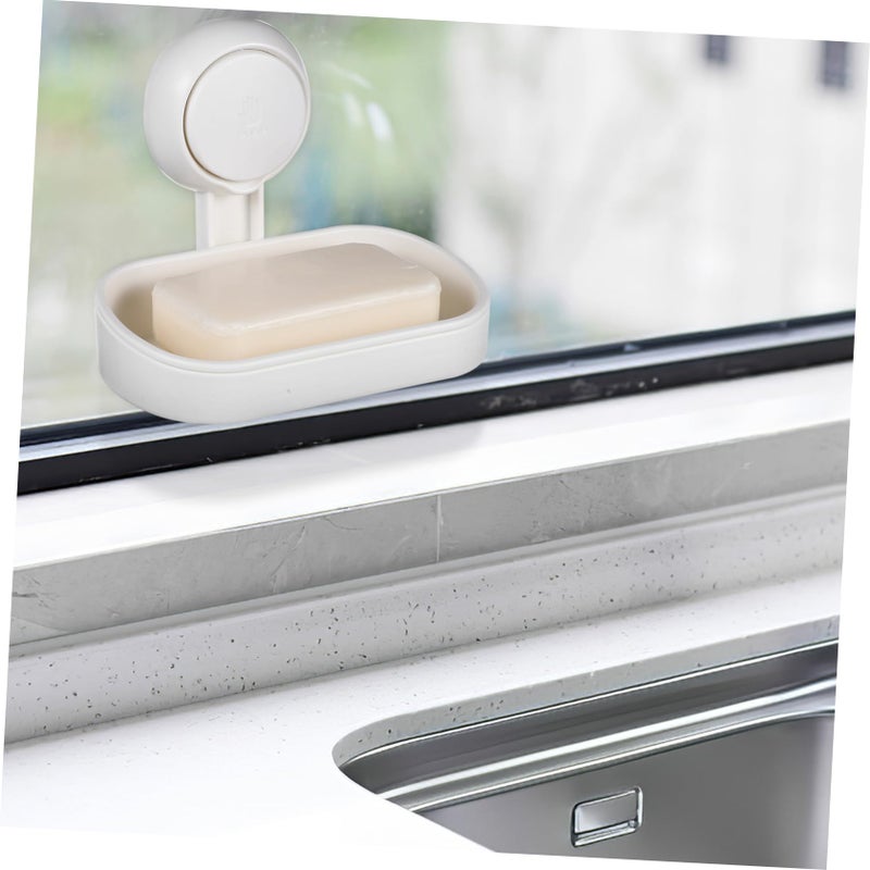 Modern Wall Mount Soap Dish With Suction Cups Draining Bathroom Shower Storage Holder - Image 4