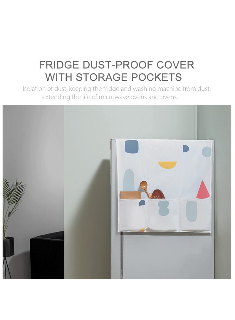 Refrigerator Fridge Dust-Proof Cover with Storage Pockets Bags Washing Machine Decorative Top Cover Microwave Oven Dustproof Cover with Side Organizer Pockets  - Image 4