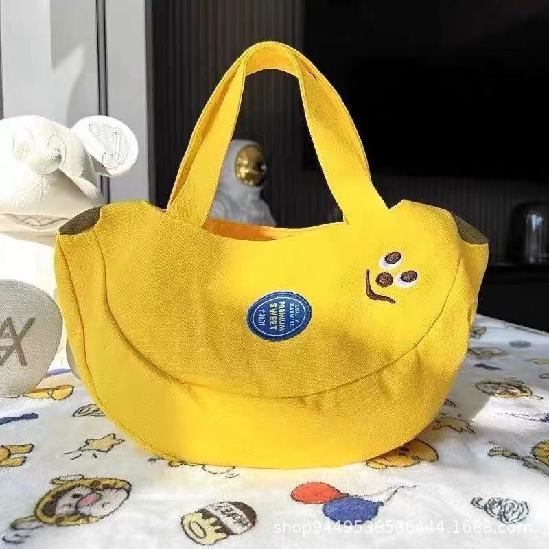 Cute Cartoon Embroidered Canvas Handbag - Image 1