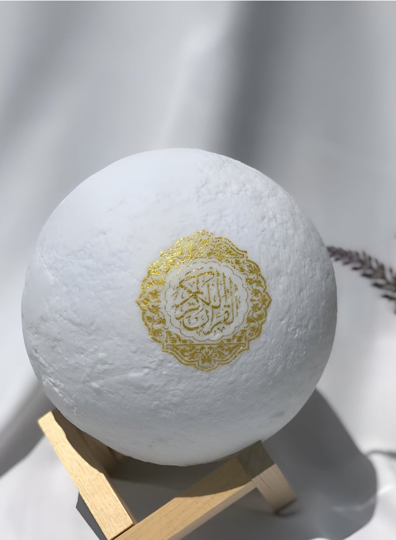 بورتوني مكبر صوت للقرآن على شكل مصباح قمري أبيض/بني - Image 2