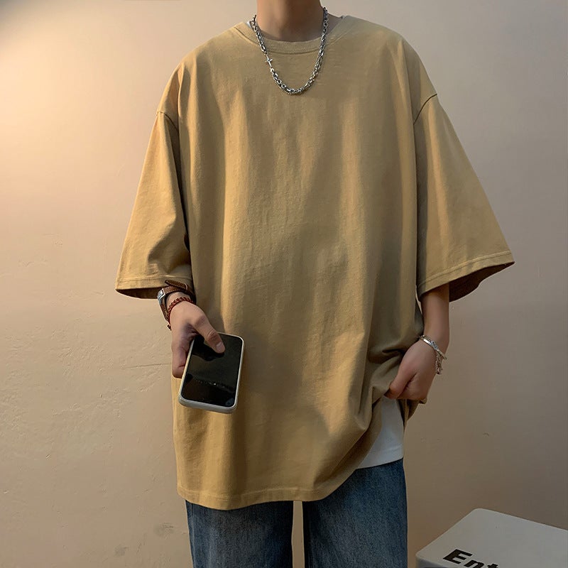 Summer Vintage Short-Sleeved T-Shirt Men'S Round Neck Fashion Brand All-Match Fashion Handsome Japanese Retro Youth Handsome Fashion T-Shirt - Image 1