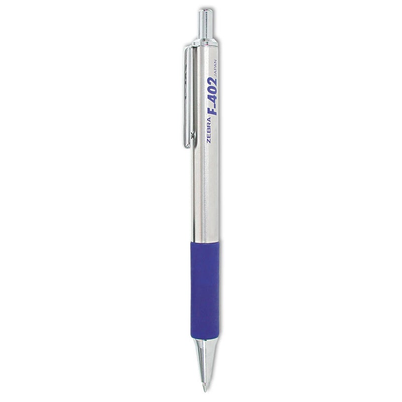 Zebra Pen F-402 Retractable Ballpoint Pen, Stainless Steel Barrel, Fine Point, 0.7mm, Blue Ink, 1-Pack - Image 5
