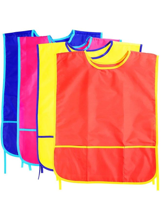 NANASO 4Pack Smock For Kidschildren Waterproof Art Smock Painting Feeding Kids Painting Apron Handwork Cooking Toddler Paint Smock For Age 36 Years Gifts With 3 Roomy Pocket - Image 1