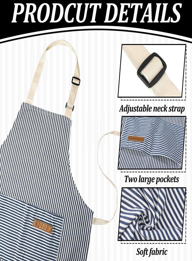 XLSXEXCL 2 Pack Stripes Kids Apron, Kids Cooking Aprons with 2 Pockets, Cute Kids Aprons for Cooking for Boys and Girls Adjustable Chef Baking Aprons for Cooking, Cleaning, Painting (Blue, black) - Image 3
