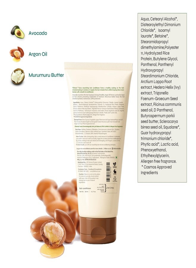 Tikitoro Teens Nourishing Hair Conditioner with Avocado, Argan Oil and Murumuru Butter | Lightweight Conditioner | Controls Frizz & Smoothens Hair - (Age: 11+) (150 ml × 2) - Image 2