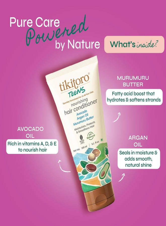 Tikitoro Teens Nourishing Hair Conditioner with Avocado, Argan Oil and Murumuru Butter | Lightweight Conditioner | Controls Frizz & Smoothens Hair - (Age: 11+) (150 ml × 2) - Image 4