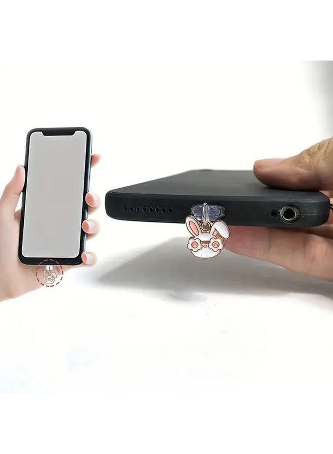 1 Mini Party Bunny Head Phone Dust Plug For Type C Charging Interface Multi Purpose Cute Phone Pendant Decoration Protects Mobile Charging Port Suitable For iPhone Type C USB C Dust Plug Holiday Party Gift - Image 3