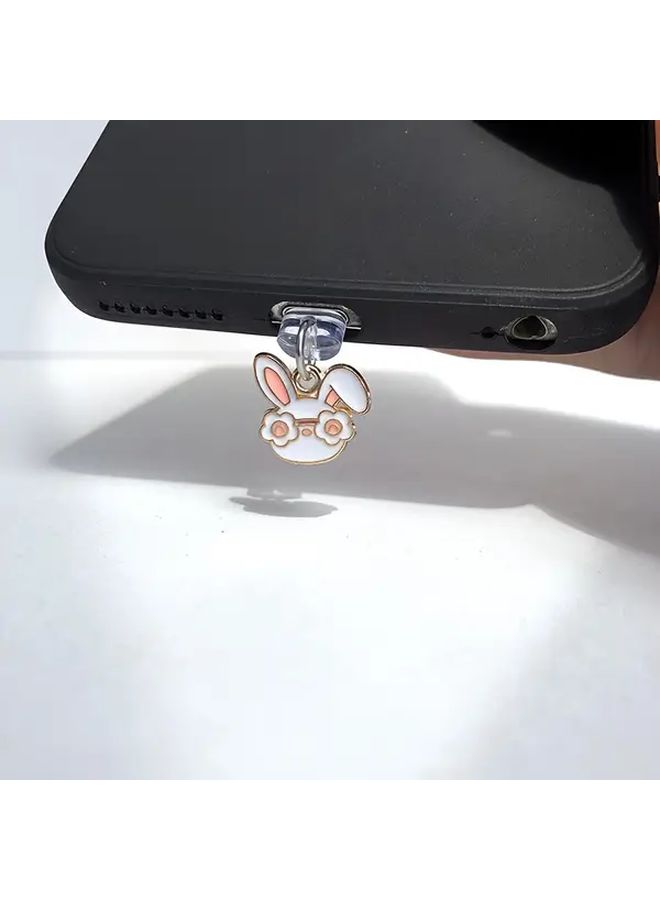 1 Mini Party Bunny Head Phone Dust Plug For Type C Charging Interface Multi Purpose Cute Phone Pendant Decoration Protects Mobile Charging Port Suitable For iPhone Type C USB C Dust Plug Holiday Party Gift - Image 1