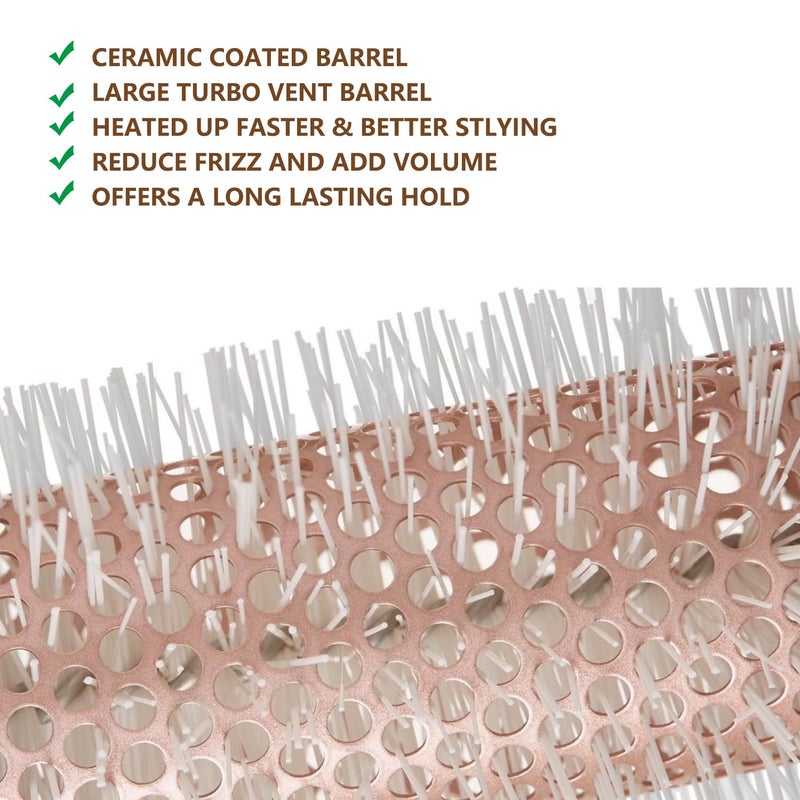 Aozzy Round Brush Set with Boar Bristle Curved Vented Hairbrush for Styling, Drying, and Healthier, Shinier Hair - Image 4