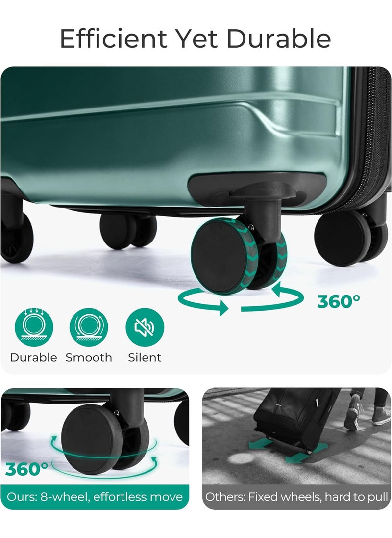 BAGSMART BAGSMART Carry On Luggage 22x14x9 Airline Approved with TSA Lock20 Inch Lightweight Luggage with Spinner Wheels100 PC Hard Shell Carry On Suitcases for Men WomenPine Green  - Image 5