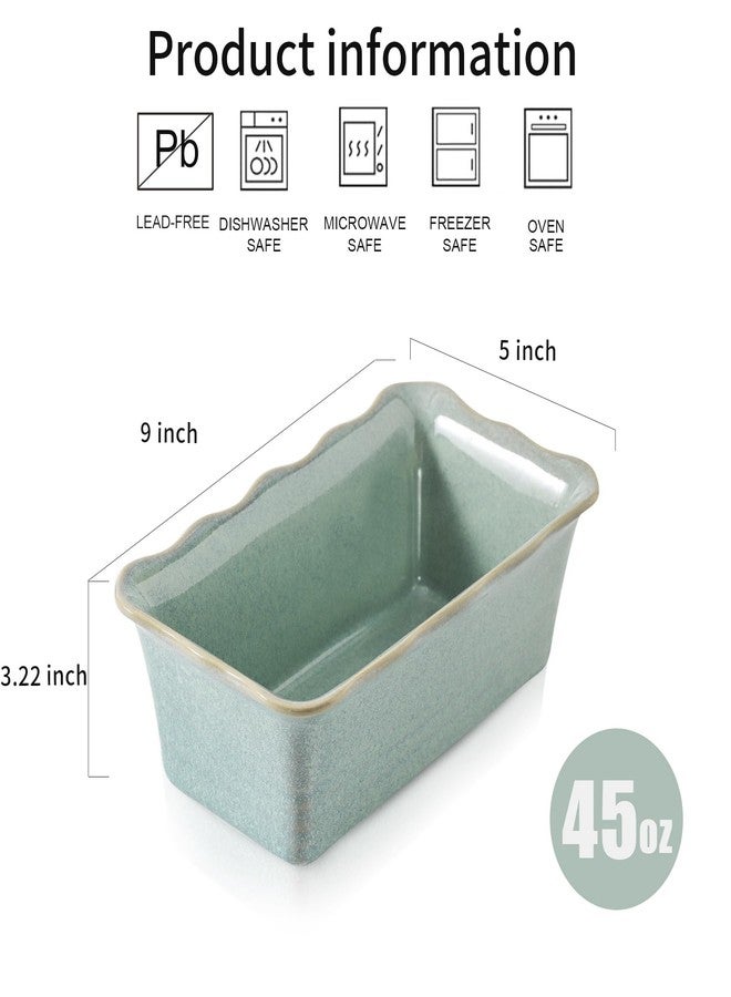HVH Ceramic Loaf Pan for Baking Bread, Rectangular Baking Bread Loaf Pan, 9 x 5 inch Bread Pan, Bread Baking Pan for Cooking, Wave Series, Farmhouse Style (Turquoise) - Image 4