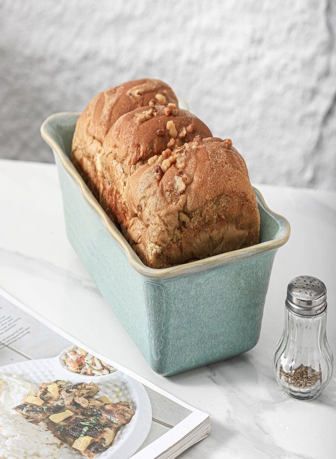 HVH Ceramic Loaf Pan for Baking Bread, Rectangular Baking Bread Loaf Pan, 9 x 5 inch Bread Pan, Bread Baking Pan for Cooking, Wave Series, Farmhouse Style (Turquoise) - Image 5