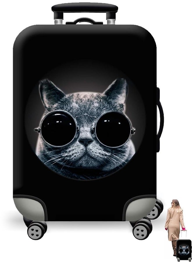 Travel Luggage Cover Washable Suitcase Cover Protector Anti-Scratch and Dust-Proof Suitcase Cover Fits 18/24/28/32 Inch Suitcase Spandex Protective Cover (Cat) - Image 1