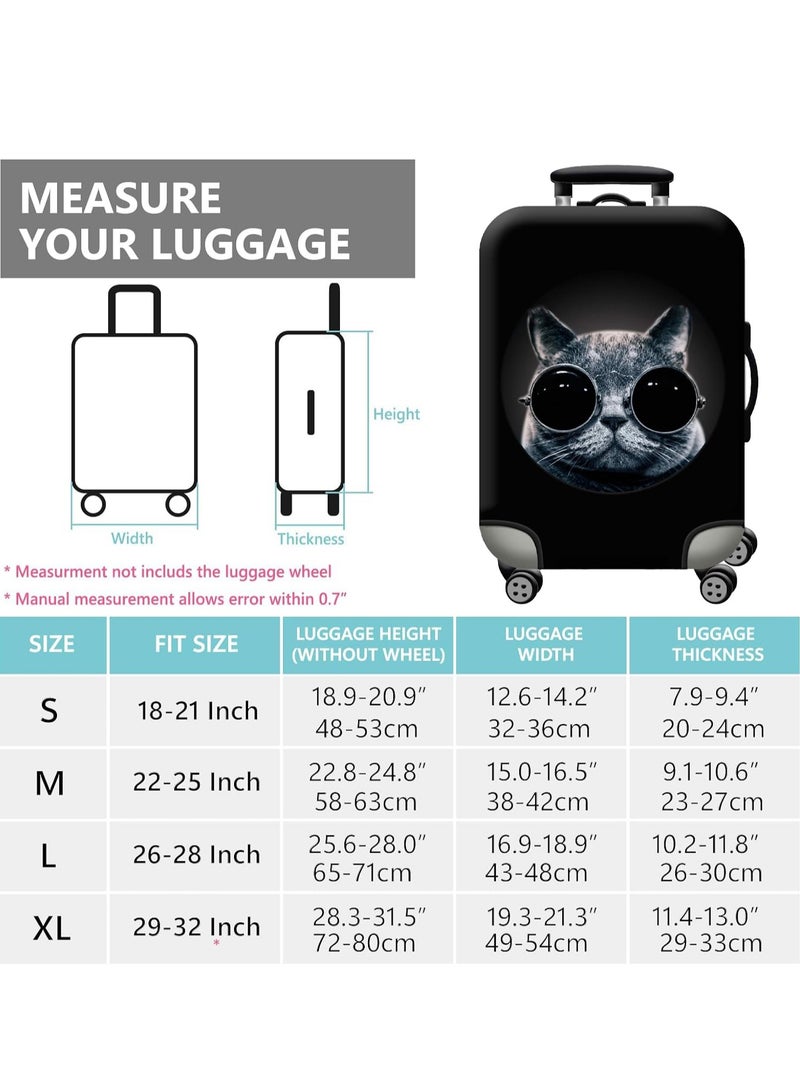 Travel Luggage Cover Washable Suitcase Cover Protector Anti-Scratch and Dust-Proof Suitcase Cover Fits 18/24/28/32 Inch Suitcase Spandex Protective Cover (Cat) - Image 4