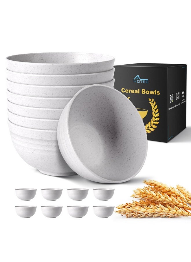 hotec - HOTEC Unbreakable Wheat Straw Cereal Bowls - Microwave & Dishwasher Safe Soup and Salad Bowls BPA Free, Set of 8, 26oz, White - Image 1