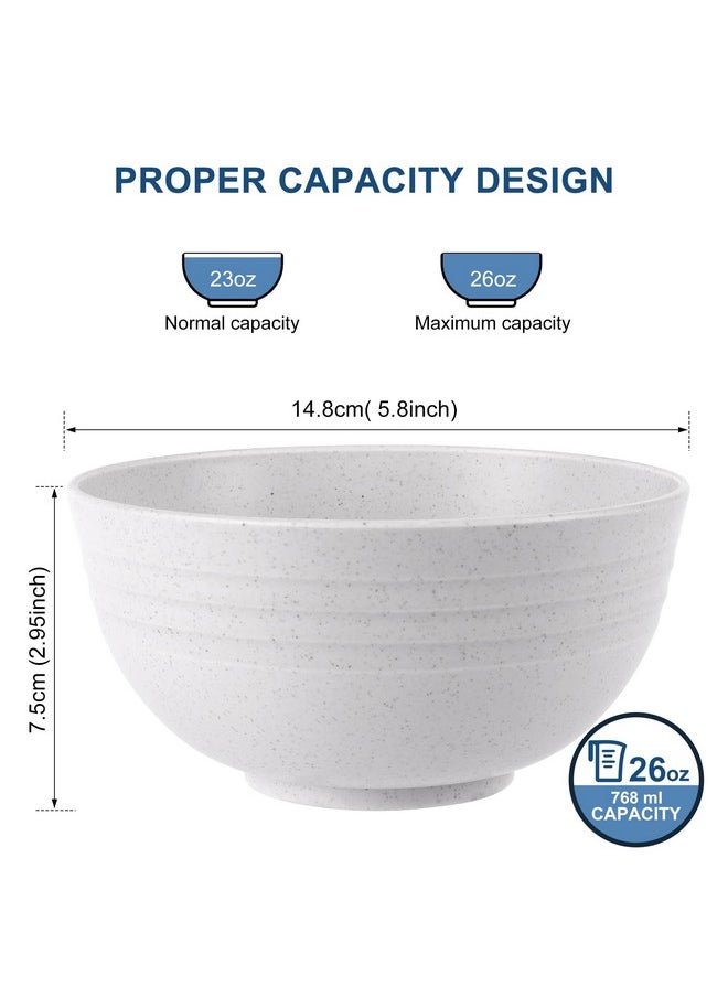 hotec - HOTEC Unbreakable Wheat Straw Cereal Bowls - Microwave & Dishwasher Safe Soup and Salad Bowls BPA Free, Set of 8, 26oz, White - Image 1