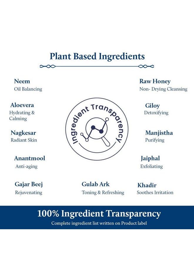 Blue Nectar Plant Based Vitamin C Face Wash For Women And Men | Face Wash For Acne & Pimple With Neem & Honey | Natural Cleanser For Face With Ayurvedic Herbs (11 Herbs, 100 Ml)  - Image 5