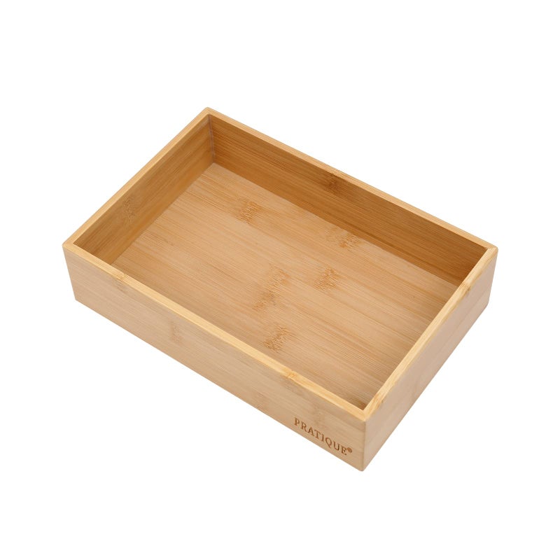 PRATIQUE Bamboo Drawer Organizer - Kitchen Utensil Organizer Silverware Tray Cutlery Holderï¼ŒOffice Desk Supplies and Accessories (8.9x5.9x2.6 inch) - Image 1