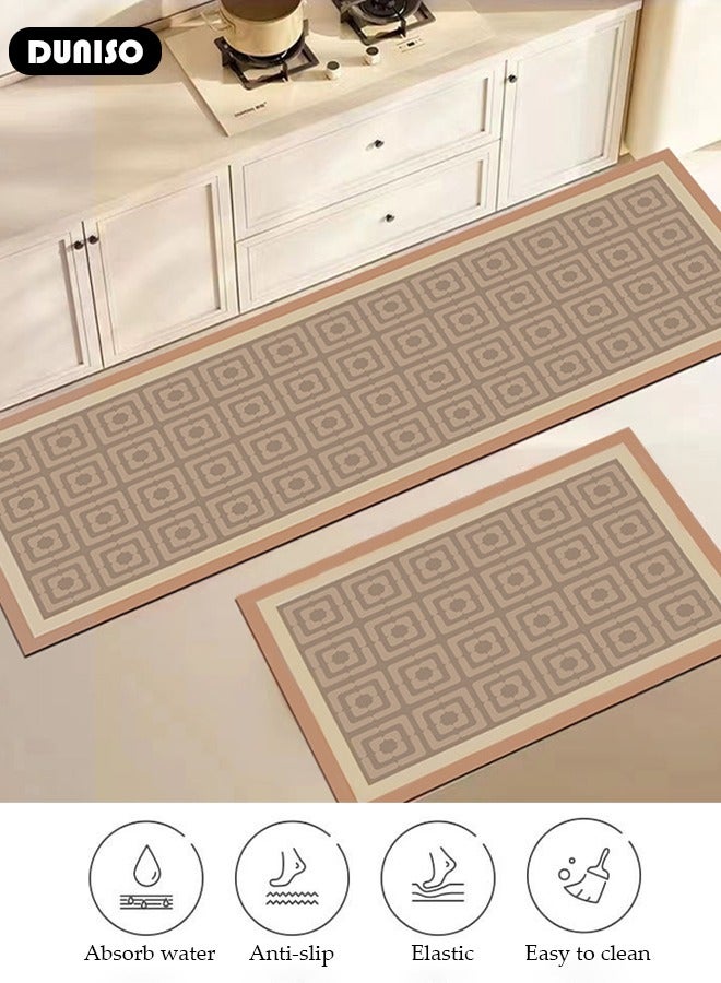DUNISO Diatom Mud Bath Mat Set Bathroom Kitchen Rug Mat Extra Soft and Absorbent Bath Rugs Non-Slip Quick Drying Floor Bath Tub Mat for Bathroom Floor Tub and Shower 50*80CM+50*160CM  - Image 5