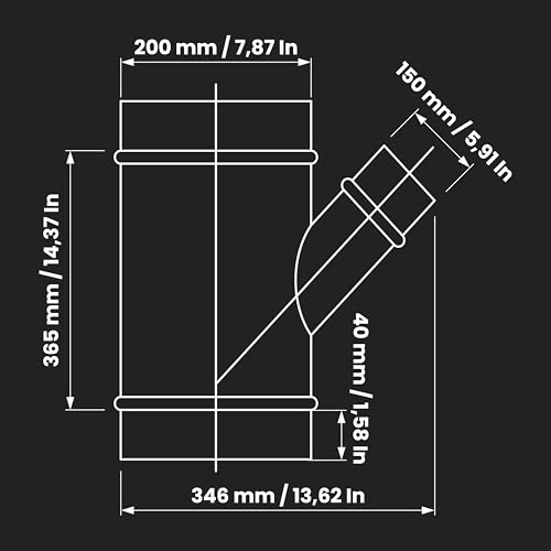 REPA MARKET 8" Inch to 6" Inch Branch Wye-Shape Ducting Splitter - 45 Degree Galvanized Steel 3-Way Dust Collection Fitting - Branches for Exhaust Fan - Ducting Adapter - Duct Hose Connector - Image 2