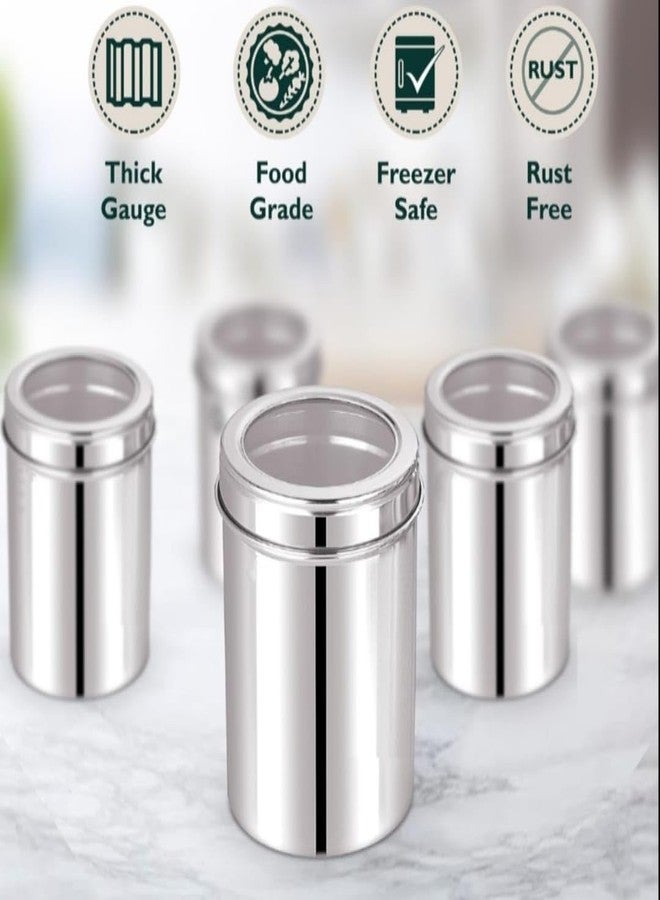 STEEPLE 750gms Stainless Steel Kitchen Containers | Grocery Containe | See Through 1000ml Kitchen Storage Containers - Set of 6 | Transparent Steel Canisters Capacity - 750gms Approx - Image 3