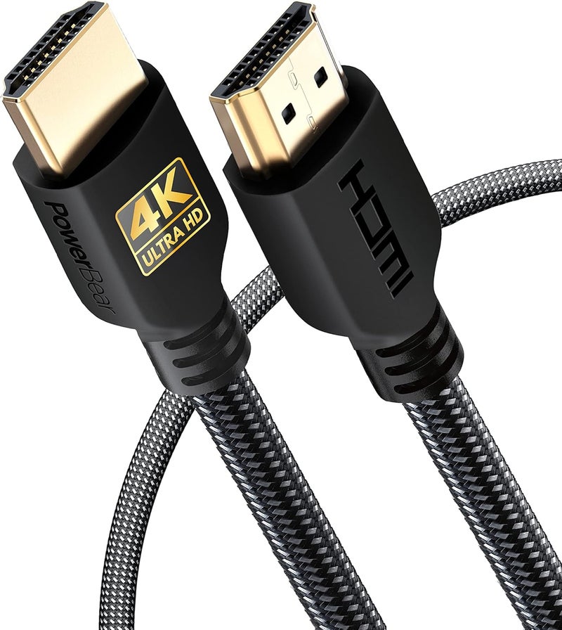 PowerBear 4K HDMI Cable 3 ft | Short Hdmi Cable, Braided Nylon & Gold Connectors, 4K @ 60Hz, Ultra HD, 2K, 1080P, ARC & CL3 Rated | for Laptop, Monitor, PS5, PS4, Xbox One, Fire TV, & More - Image 1