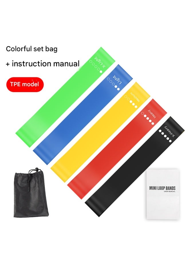 Resistance Bands Set, 5 PCS Elastic Loop Set, Color-Coded Strength Training Bands with Carry Bag and Instruction Guide，Gym Fitness Yoga Workout Resistance Loops Bands for Arm Legs and Hips - Image 1