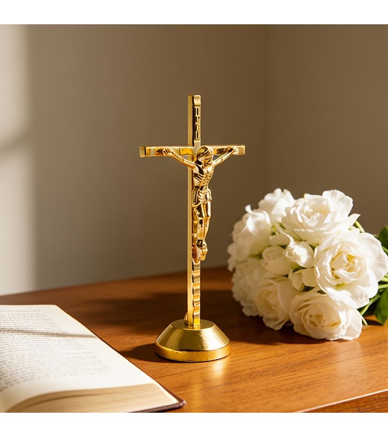 Golden 4 8 Inch Mini Religious Ornament Decor Good Luck Gift For Car Dashboard Office Desk RV Travel - Image 1