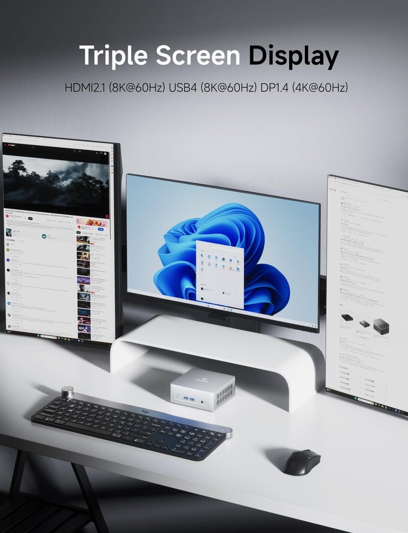 MINISFORUM UM870 كمبيوتر ميني PC نحيف بمعالج AMD Ryzen 7 8745H 8C/16T بدون RAM/SSD/OS، مخرج HDMI/DP/USB4 8K@60Hz، 1X2.5G RJ45، 4XUSB، واي فاي مزدوج النطاق، رسومات AMD Radeon 780M - Image 4
