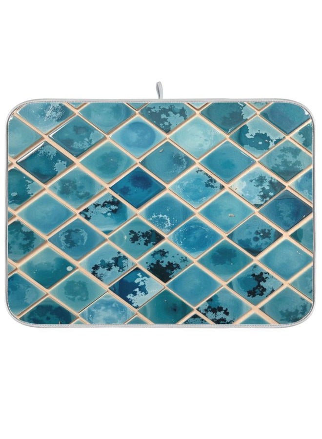 Kcldeci Turquoise Marble Dish Drying Mats for Kitchen 16x18 inch Drying Pad Dish Drainer Mat Kitchen Counter Mat Dish Drainer Mat L - Image 1