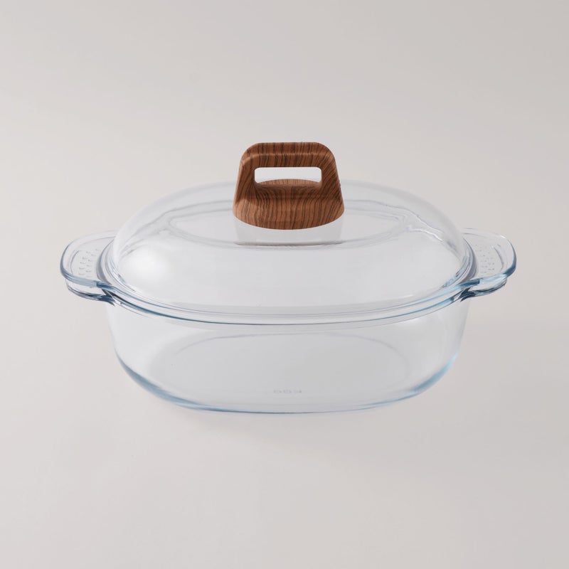 Alberto high borosilicate glass oblong casserole set with lid and knob 32.2*22.3*17 - Image 1