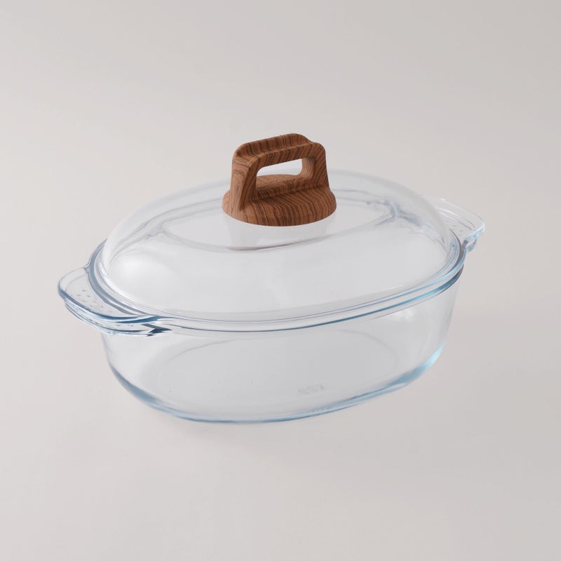 Alberto high borosilicate glass oblong casserole set with lid and knob 32.2*22.3*17 - Image 2